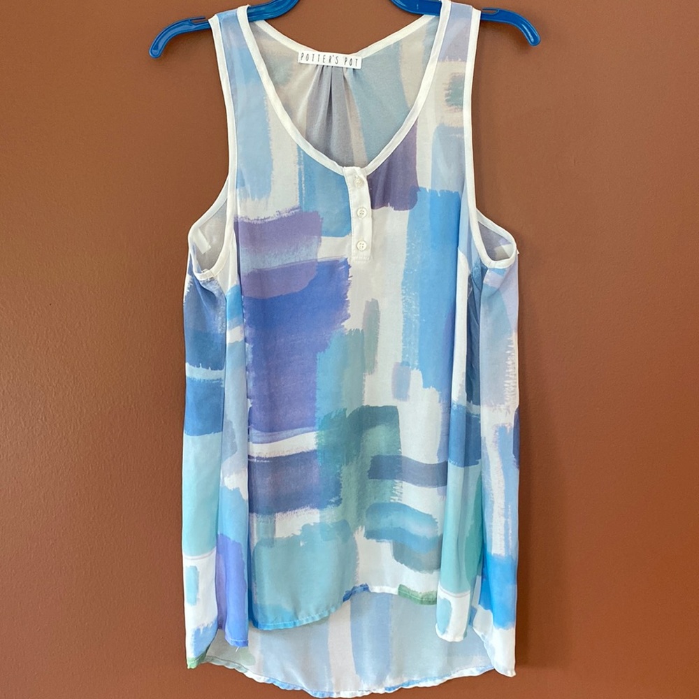 Potters Pot ladies sheer blouse in size medium made in the USA.